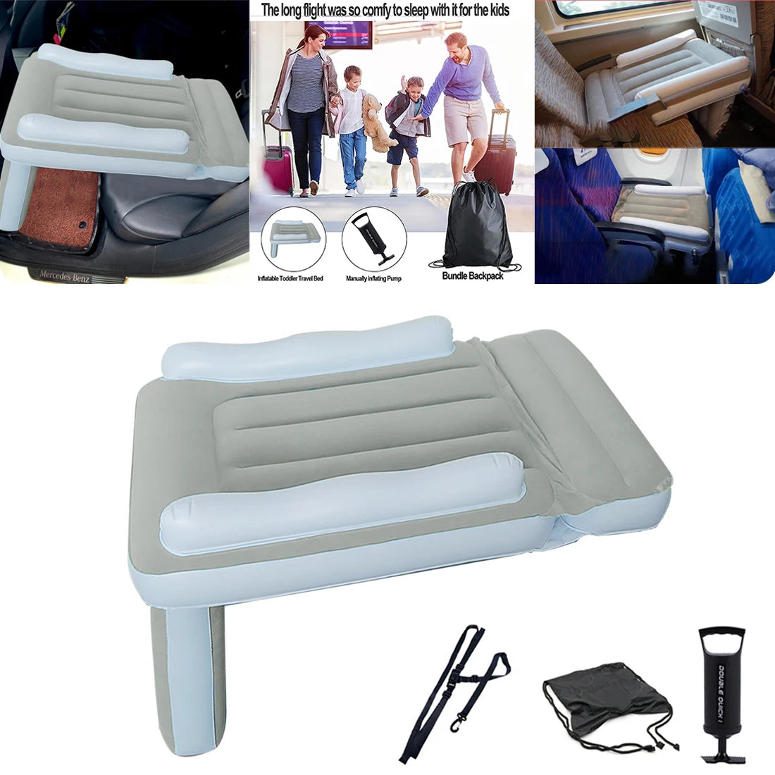 Inflatable Baby Airplane Mattress Travel Bed Sleep Air Matt Highspeed Railway Air Cushion Car Camping Interior Accessory